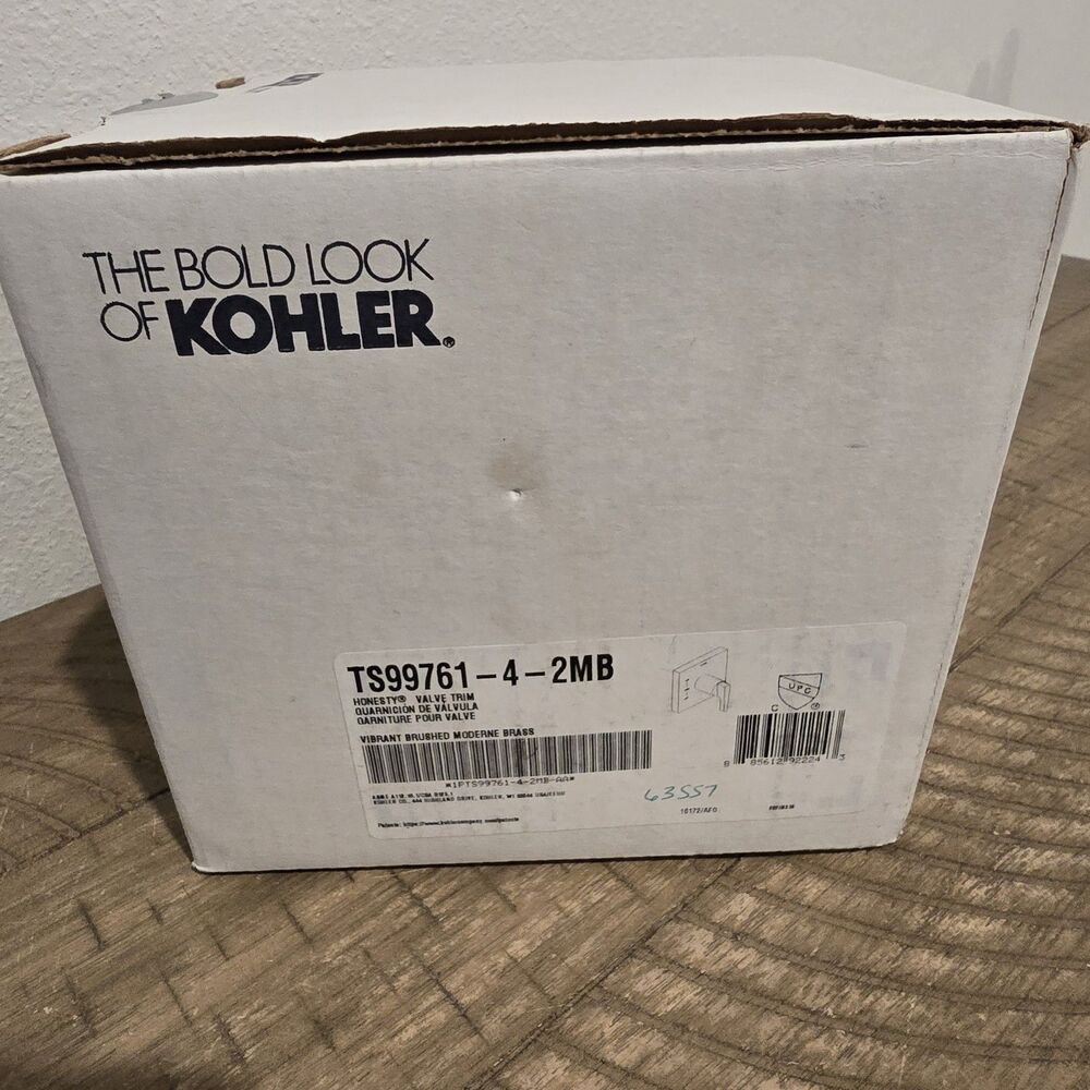 Kohler Honesty valve trim in Vibrant Brushed Moderne Brass finish, model TS99761